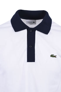 Lacoste Short Sleeved Contrast Collar Polo White/Navy Blue Lacoste
