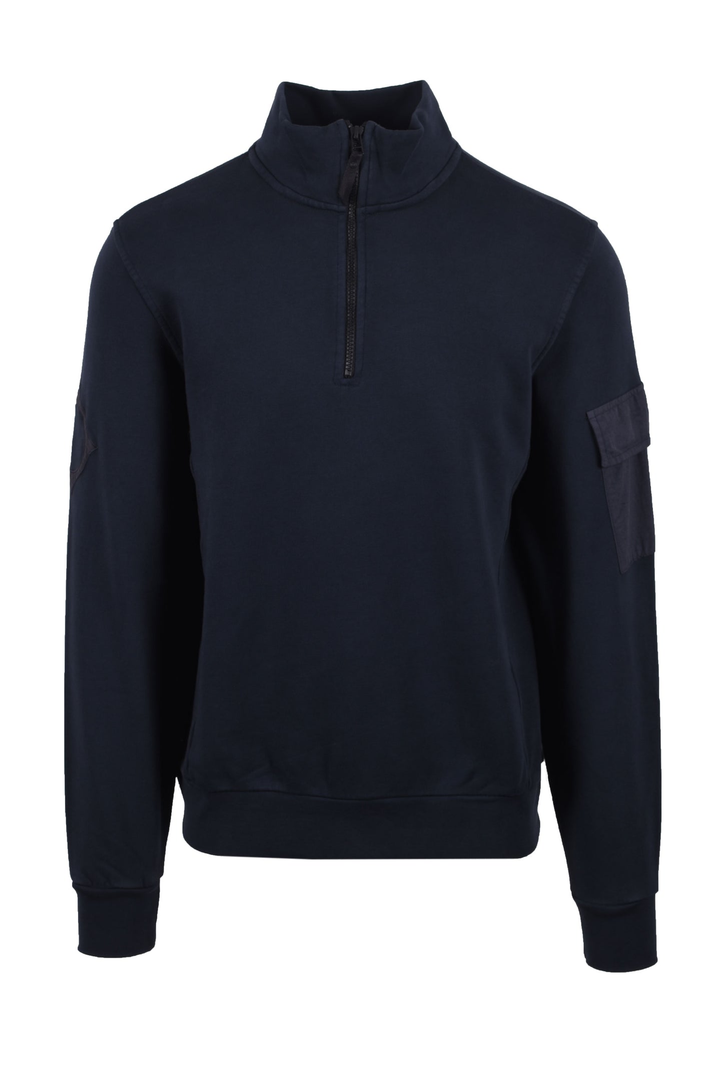 Ma.strum Felpa con cappuccio e logo a mezza zip, blu navy