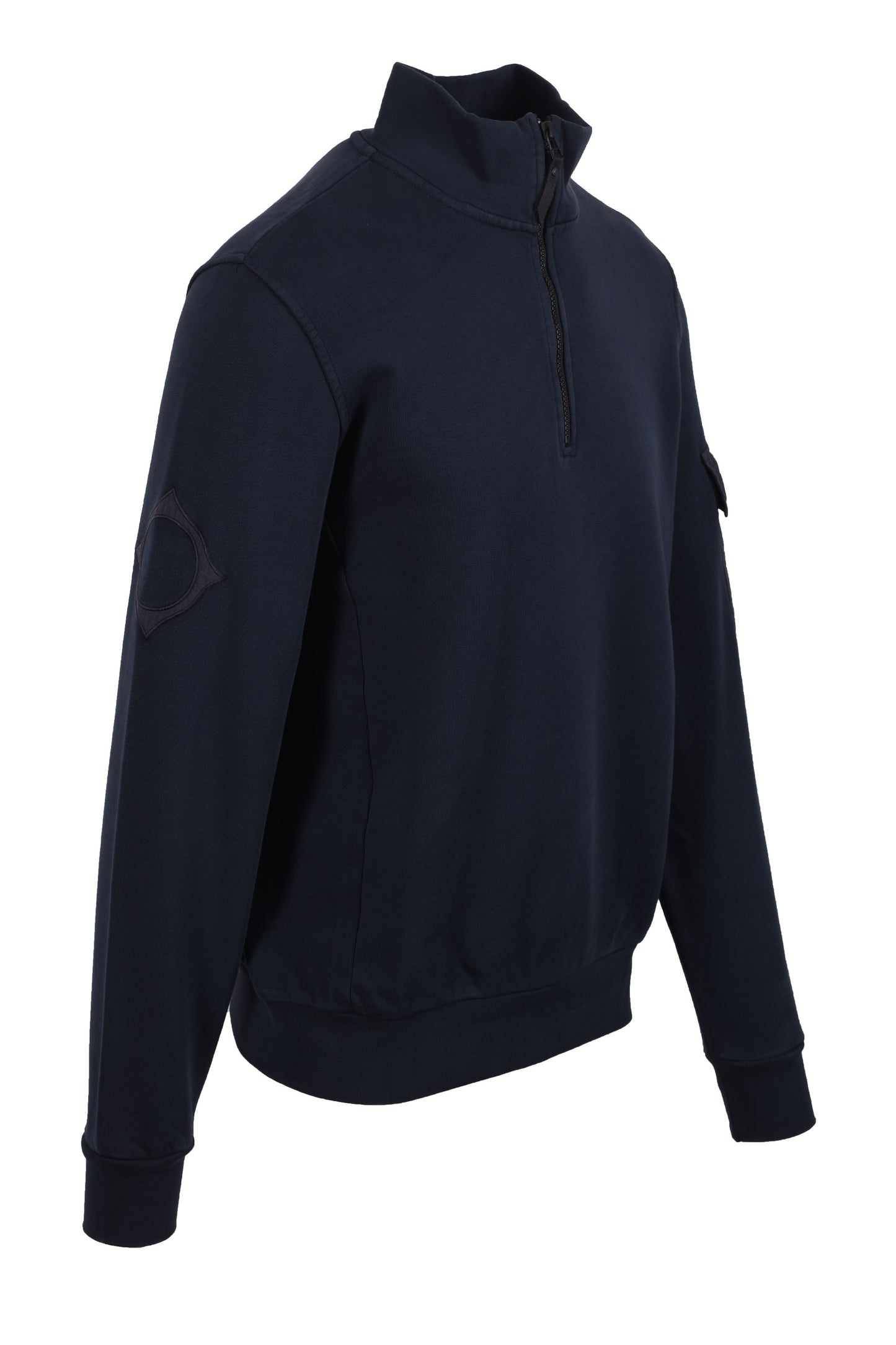 Ma.strum Felpa con cappuccio e logo a mezza zip, blu navy