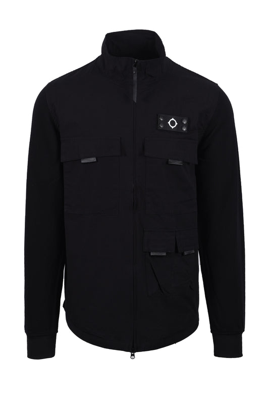 Ma.strum Mixed Media Funnel Shirt Jet Black