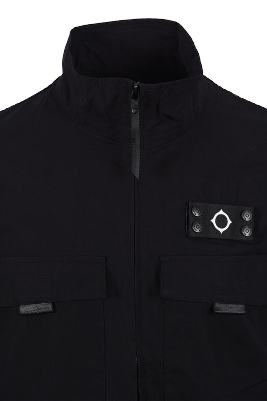 Ma.strum Mixed Media Funnel Shirt Jet Black