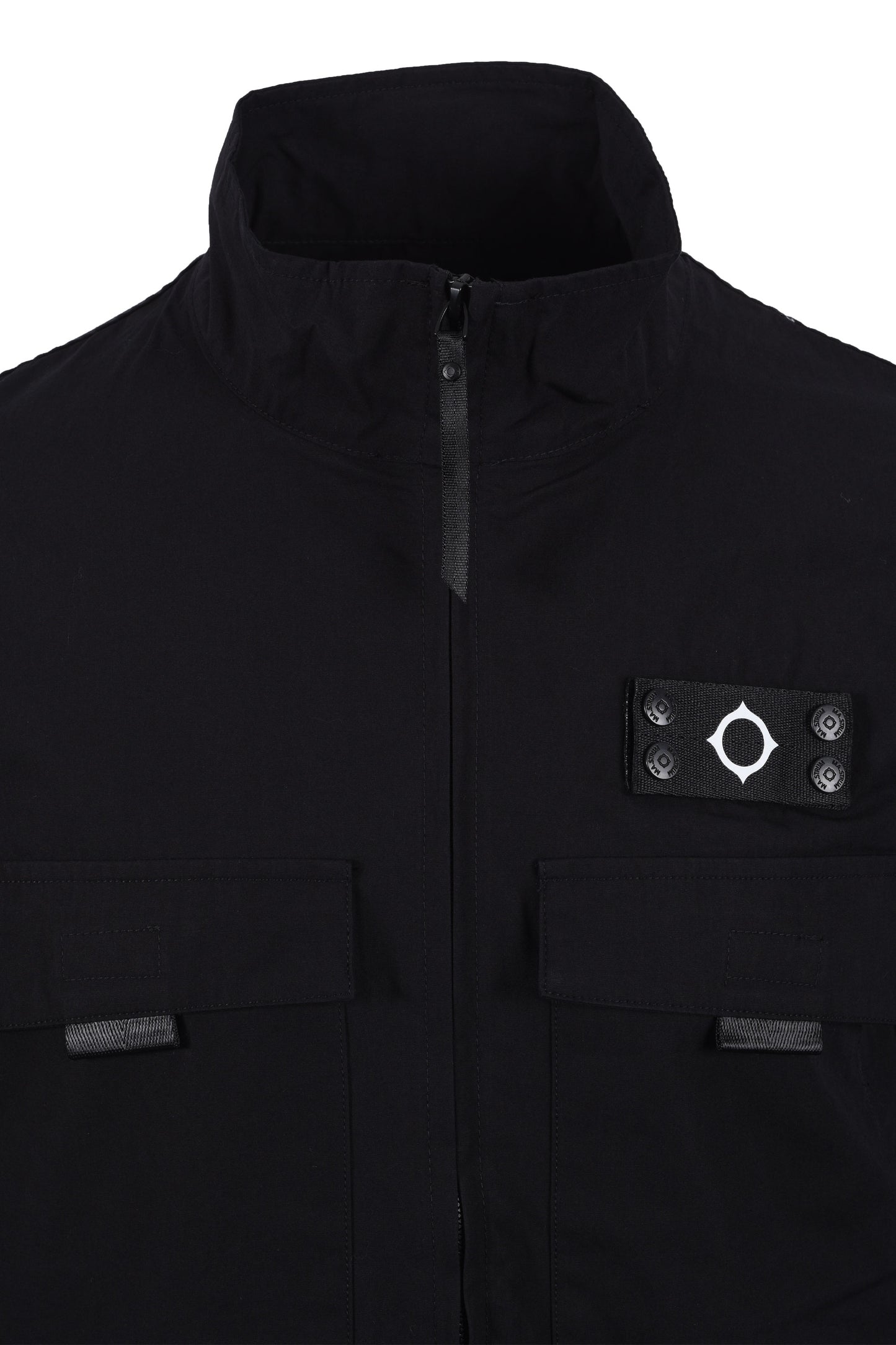 Ma.strum Mixed Media Funnel Shirt Jet Black