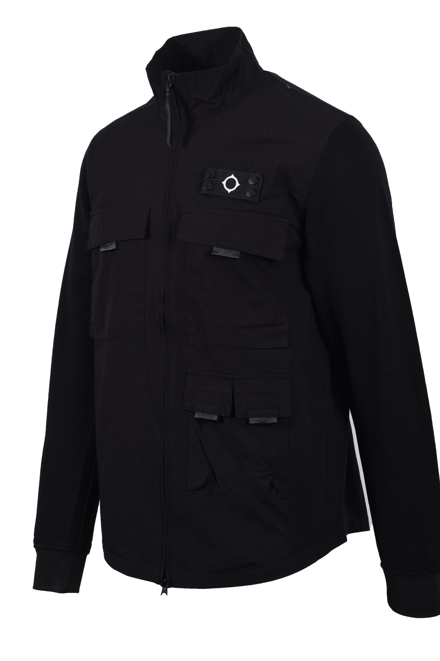 Ma.strum Mixed Media Funnel Shirt Jet Black