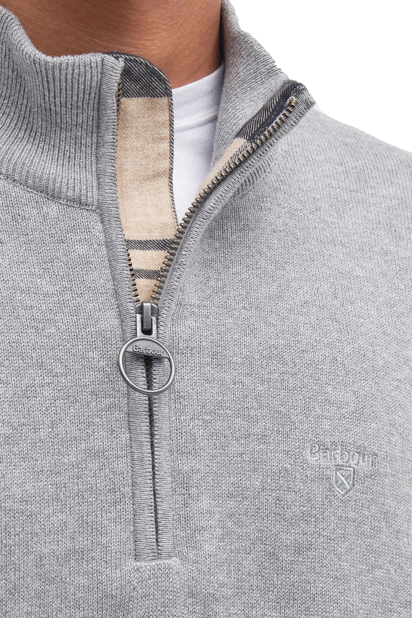 Barbour Cotton Half Zip Gris chiné
