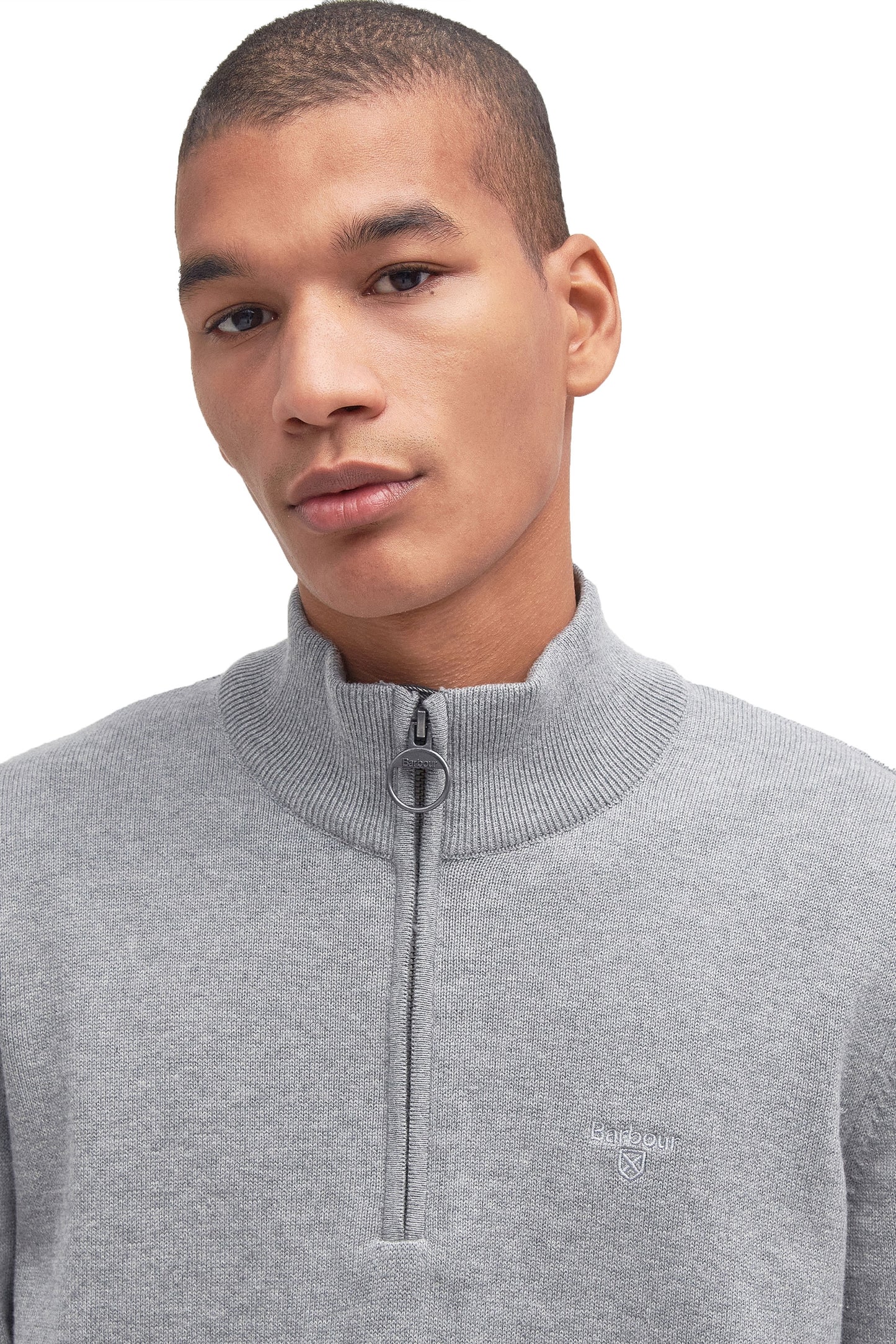 Barbour Cotton Half Zip Gris chiné