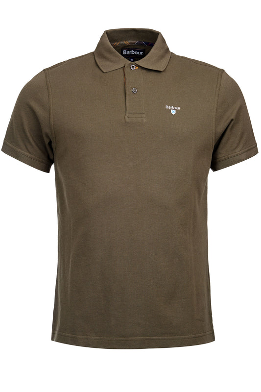 Barbour Tartan Pique Polo Shirt Dark Olive