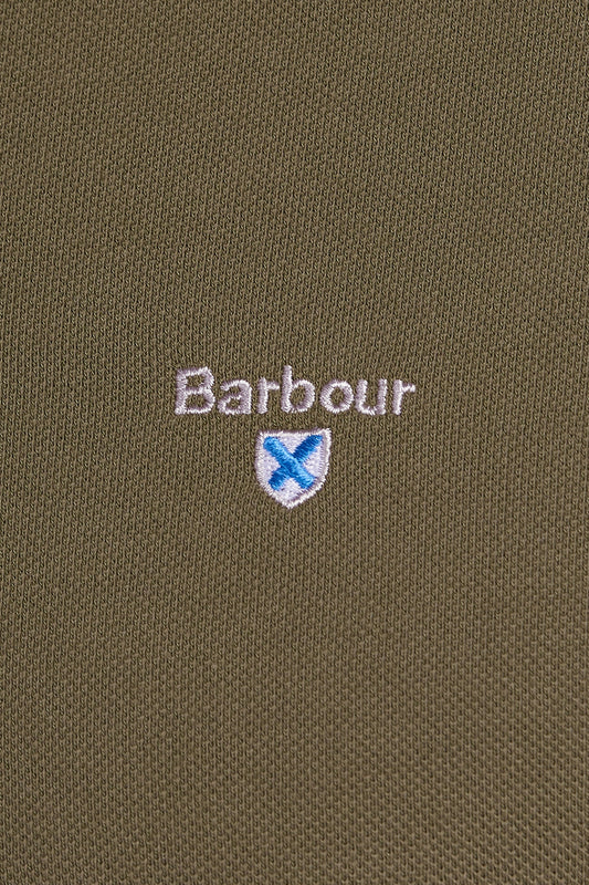 Barbour Tartan Pique Polo Shirt Dark Olive