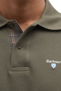 Barbour Tartan Pique Polo Shirt Dark Olive Barbour