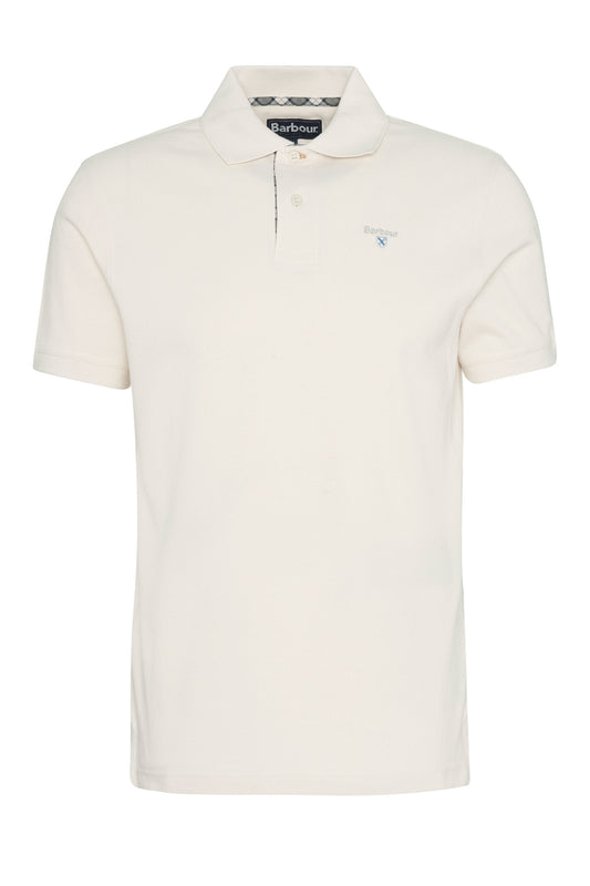 Barbour Tartan Pique Polo Shirt Antique White