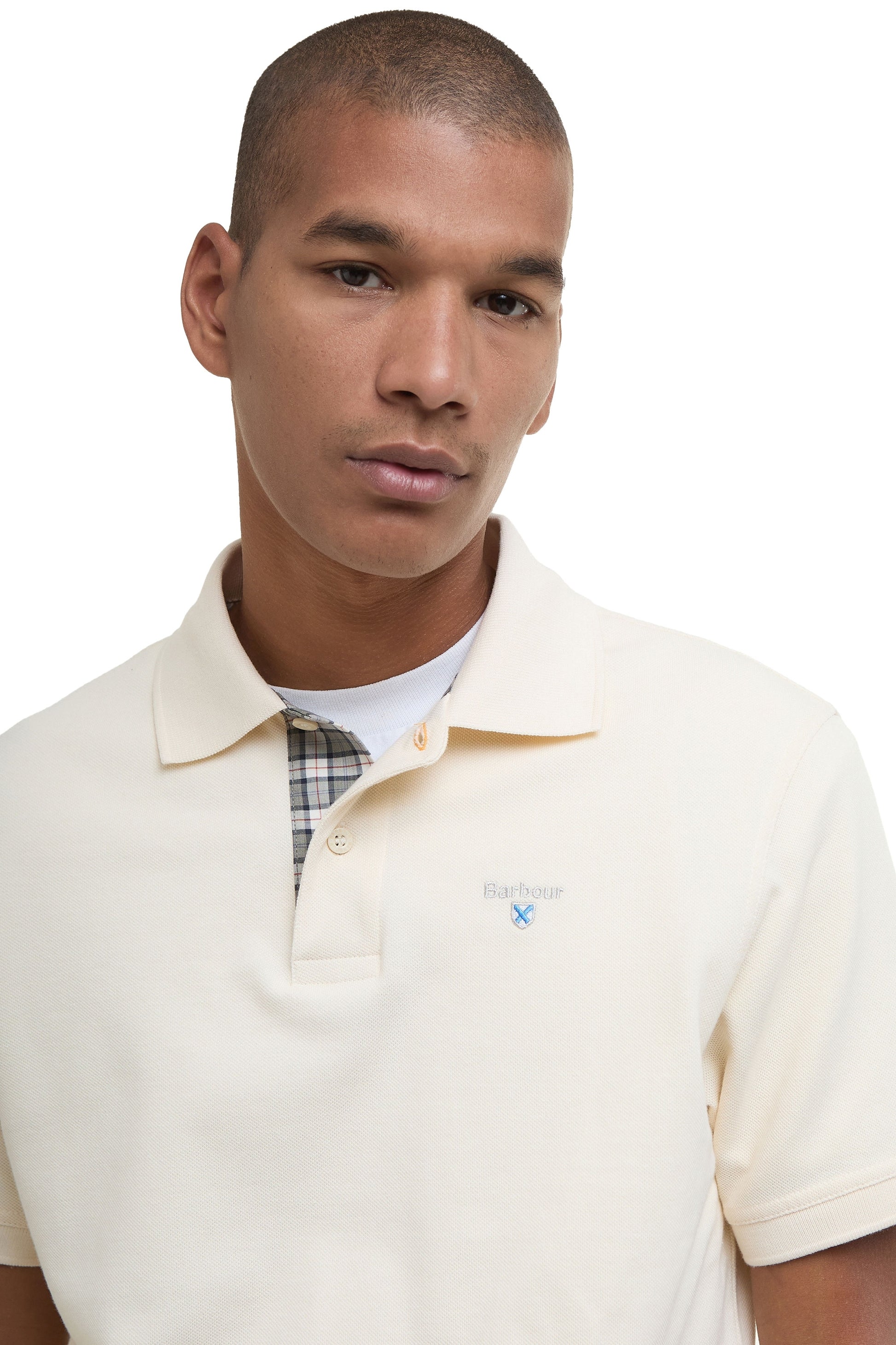 Barbour Tartan Pique Polo Shirt Antique White – Michael Stewart
