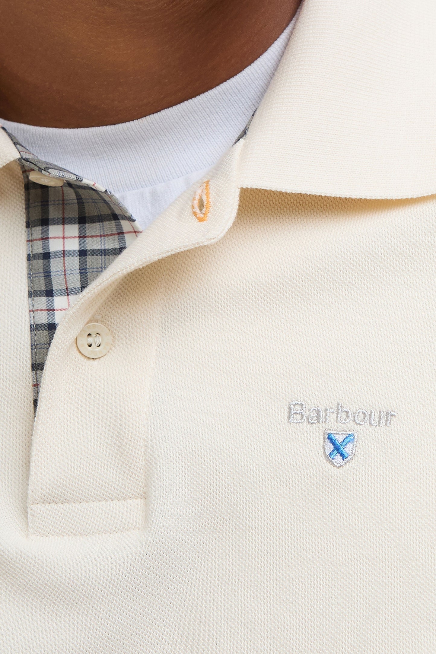 Polo Barbour Tartan Pique Bianco Antico