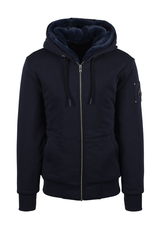 Moose Knuckles Classic Bunny Felpa con cappuccio e cerniera intera blu navy