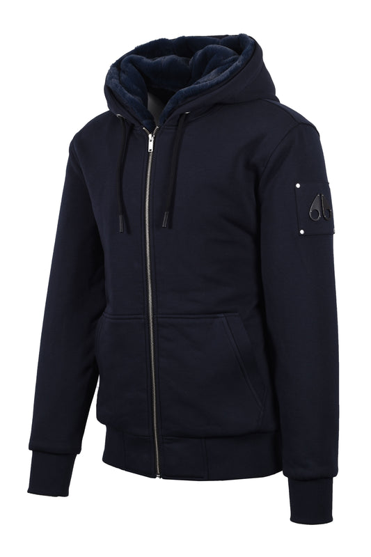 Moose Knuckles Classic Bunny Felpa con cappuccio e cerniera intera blu navy