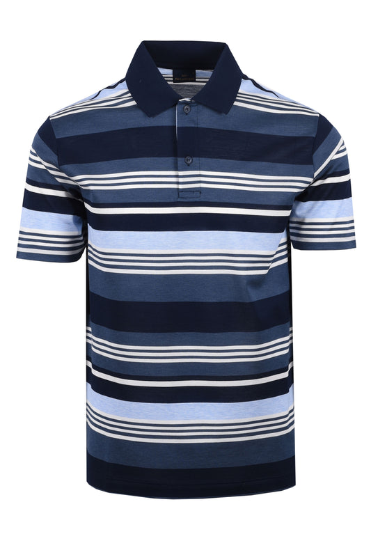 Polo Paul And Shark à rayures multiples bleu/blanc