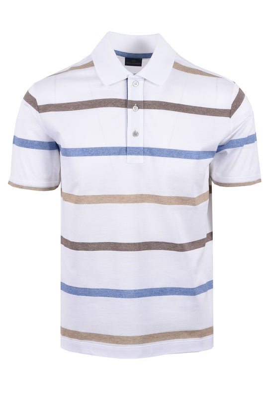 Paul And Shark Polo Shirt White Multi Stripe