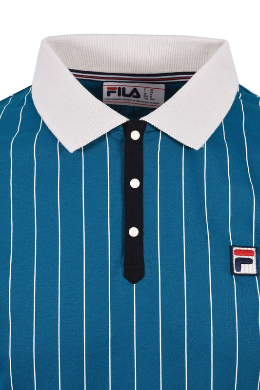 Fila Bb1 Classic Vintage Striped Polo Deep Lagoon/Gardenia/Black