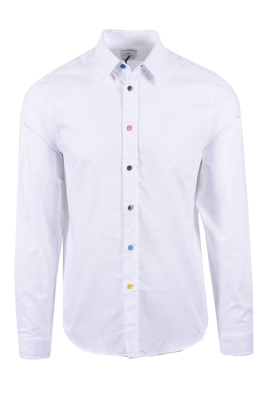 Camicia a righe sportive con bottoni Paul Smith bianca