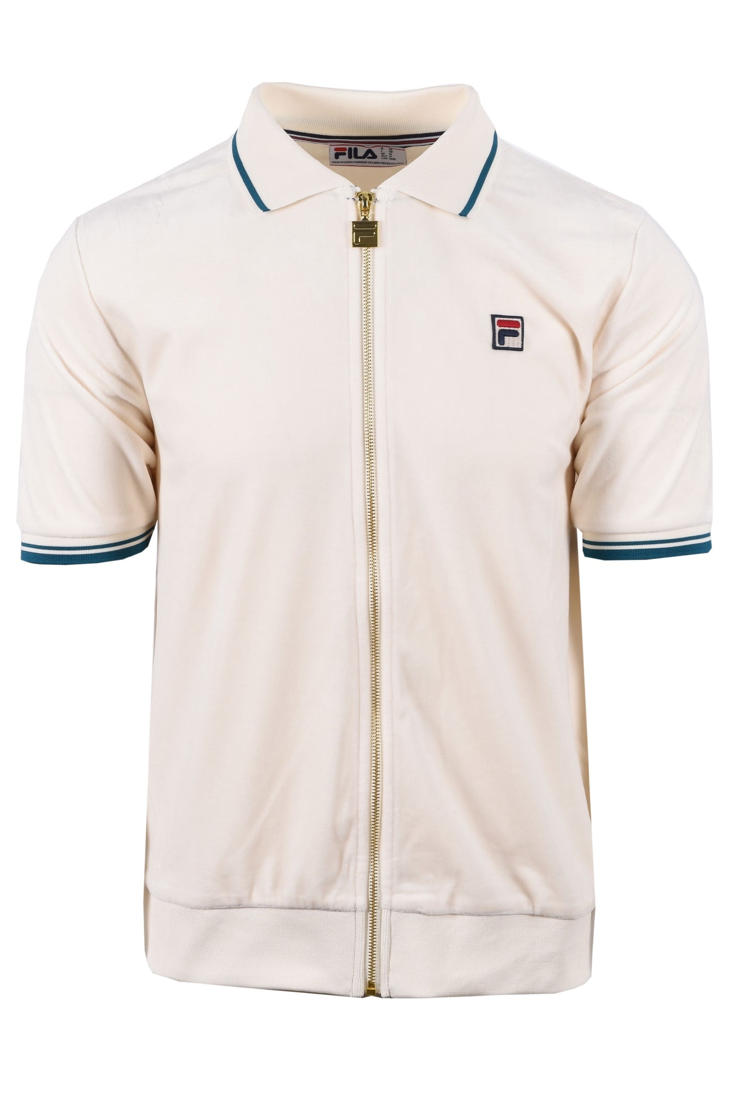 Fila Vintage Terry Velour Polo Gardenia/Deep Lagoon