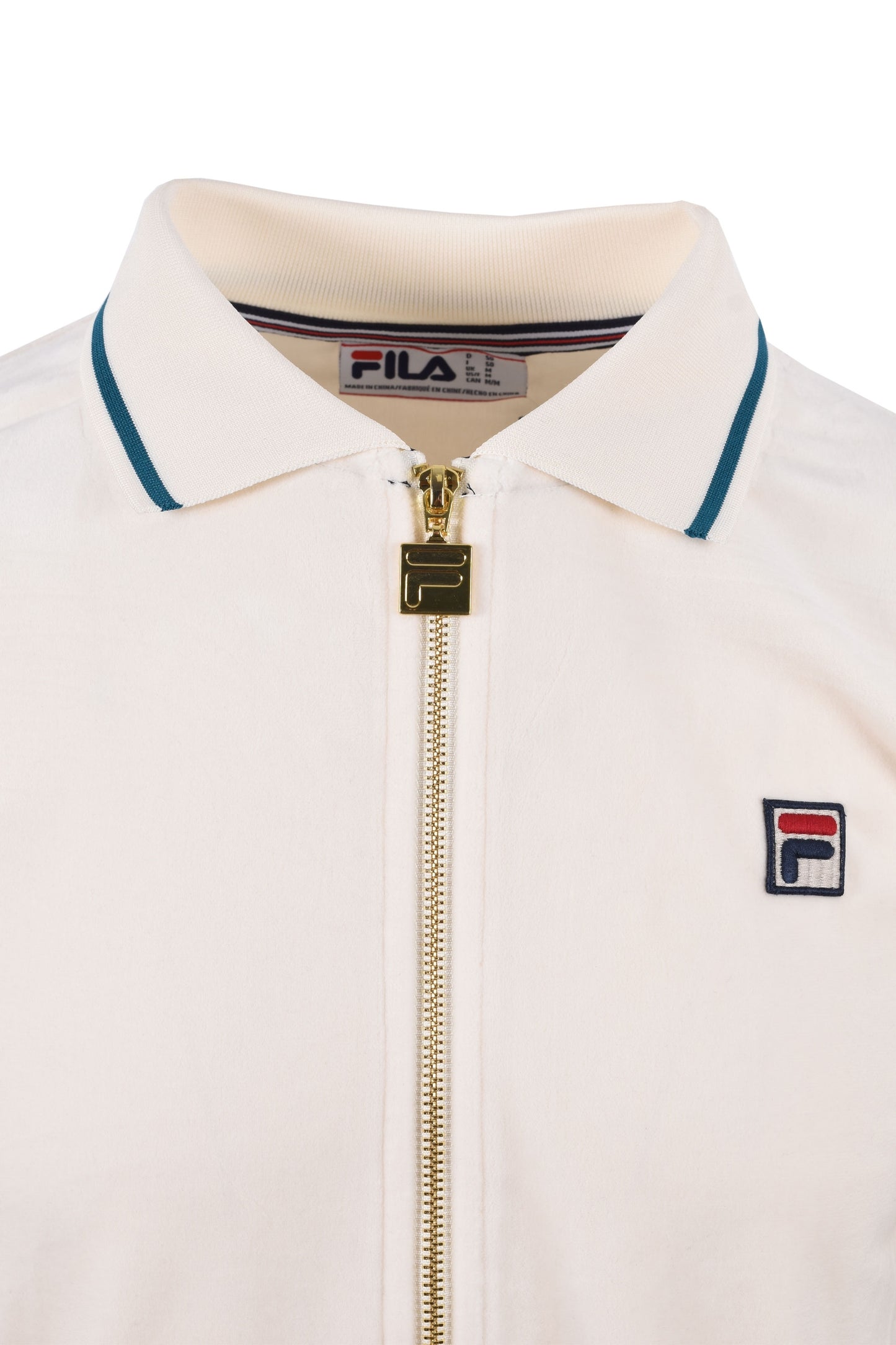 Fila Vintage Terry Velour Polo Gardenia/Deep Lagoon