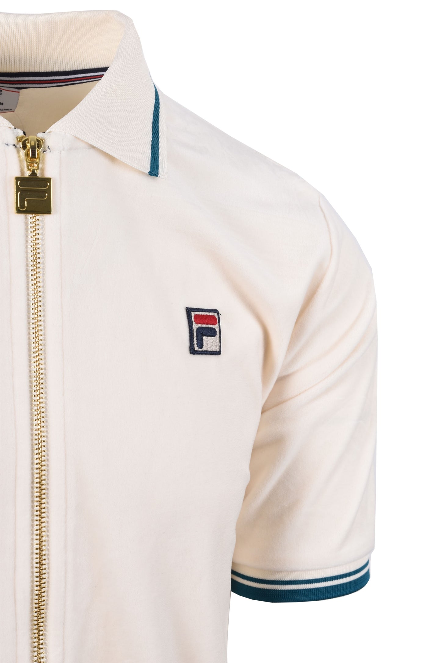 Fila Vintage Terry Velour Polo Gardenia/Deep Lagoon