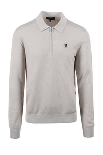 Belstaff Drift Knitted Long Sleeve Polo Stone Beige Belstaff