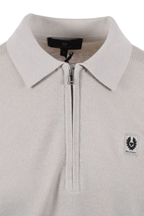 Belstaff Drift Knitted Long Sleeve Polo Stone Beige Belstaff