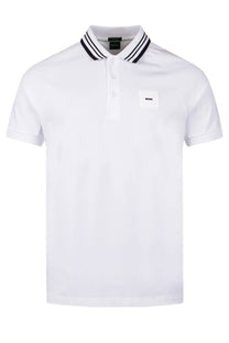 Boss Paddy Rib Polo Shirt White Boss Green
