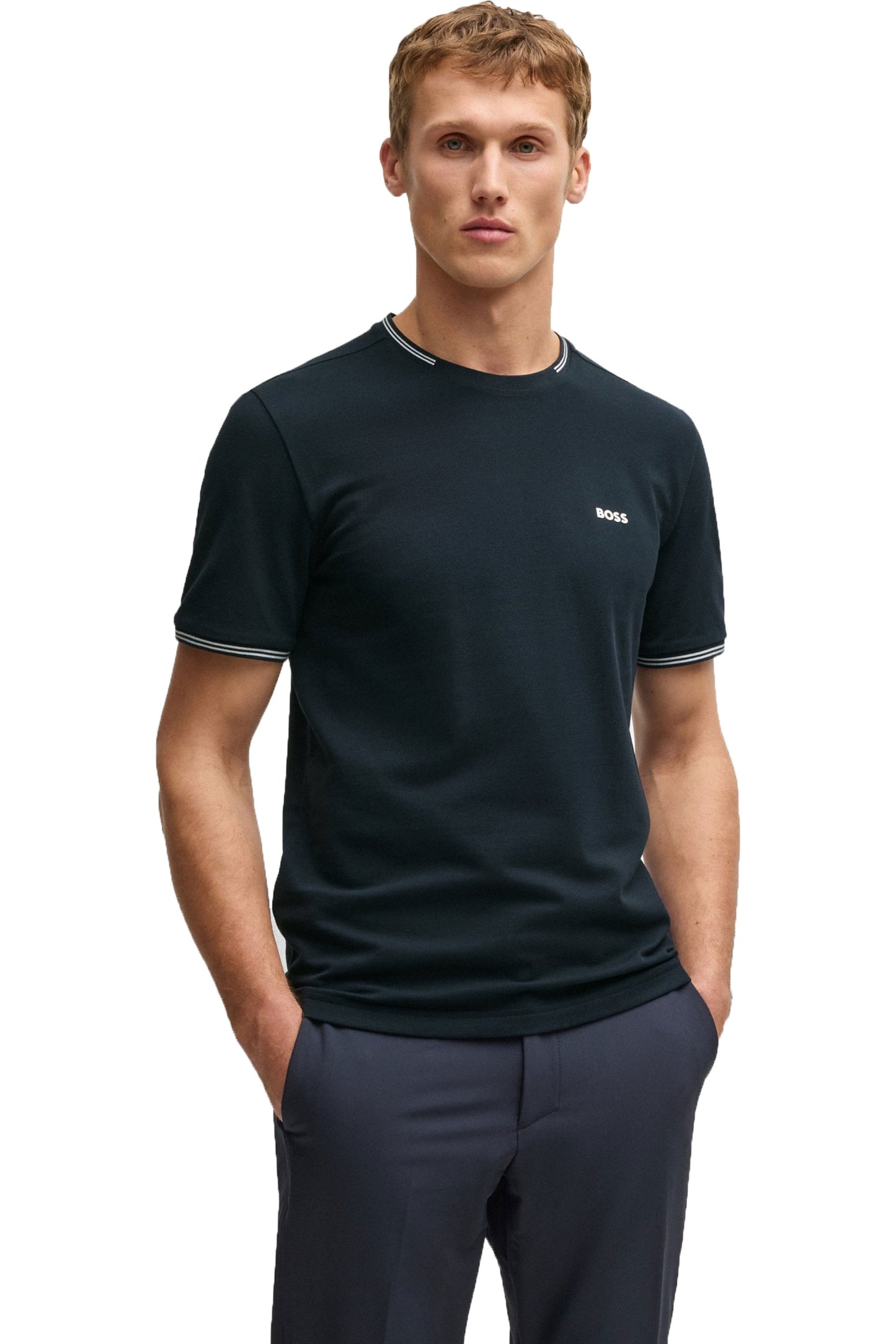 T-shirt Boss Taul bleu marine/blanc