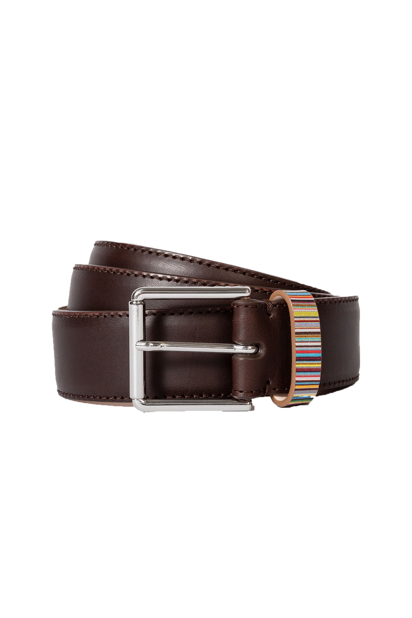 Paul Smith Stripe Keeper Belt Brown