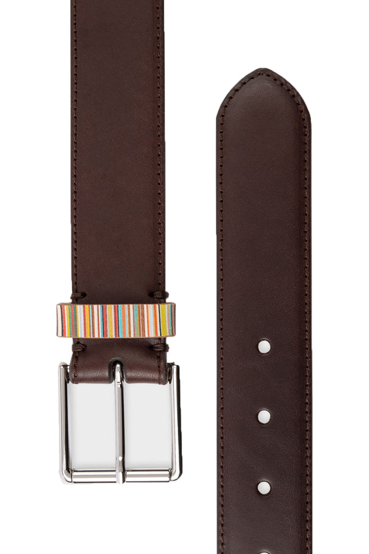 Paul Smith Stripe Keeper Belt Brown