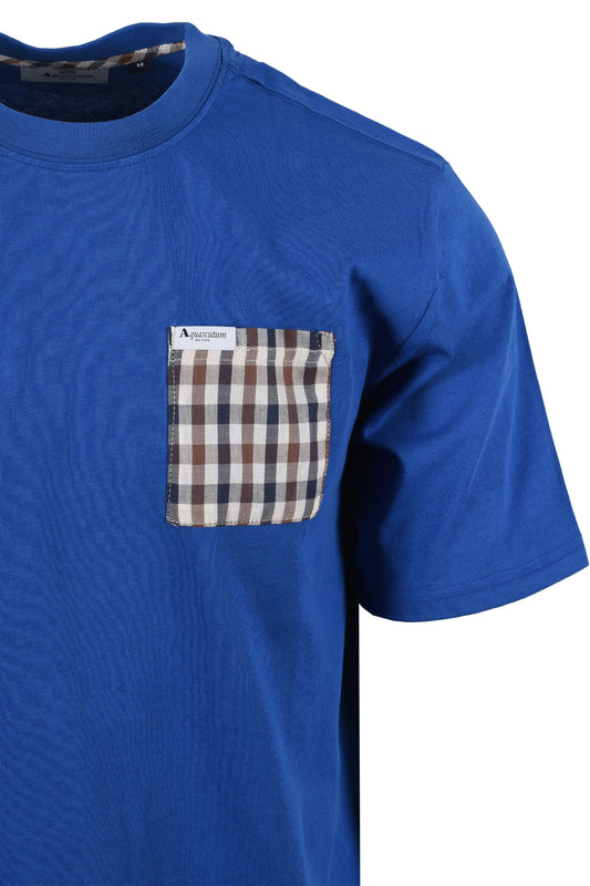 Aquascutum Club Check Pocket T-shirt Royal Blue