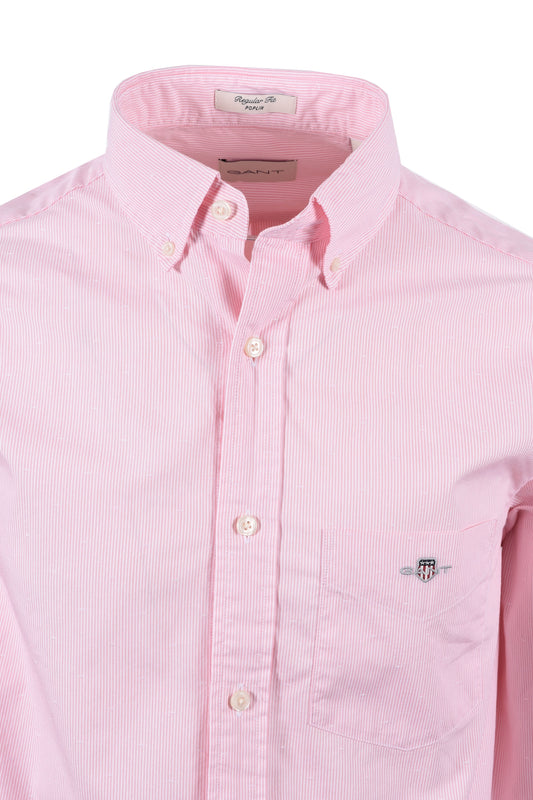 Gant Reg Dobby Dot Stripe Shirt Geranium Pink
