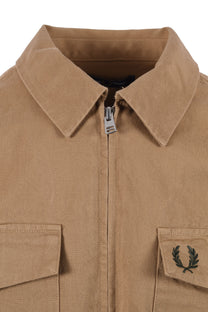 Fred Perry Twill Zip Through Overshirt Warm Stone Fred Perry
