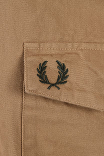 Fred Perry Twill Zip Through Overshirt Warm Stone Fred Perry