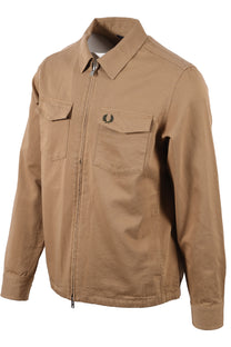 Fred Perry Twill Zip Through Overshirt Warm Stone Fred Perry