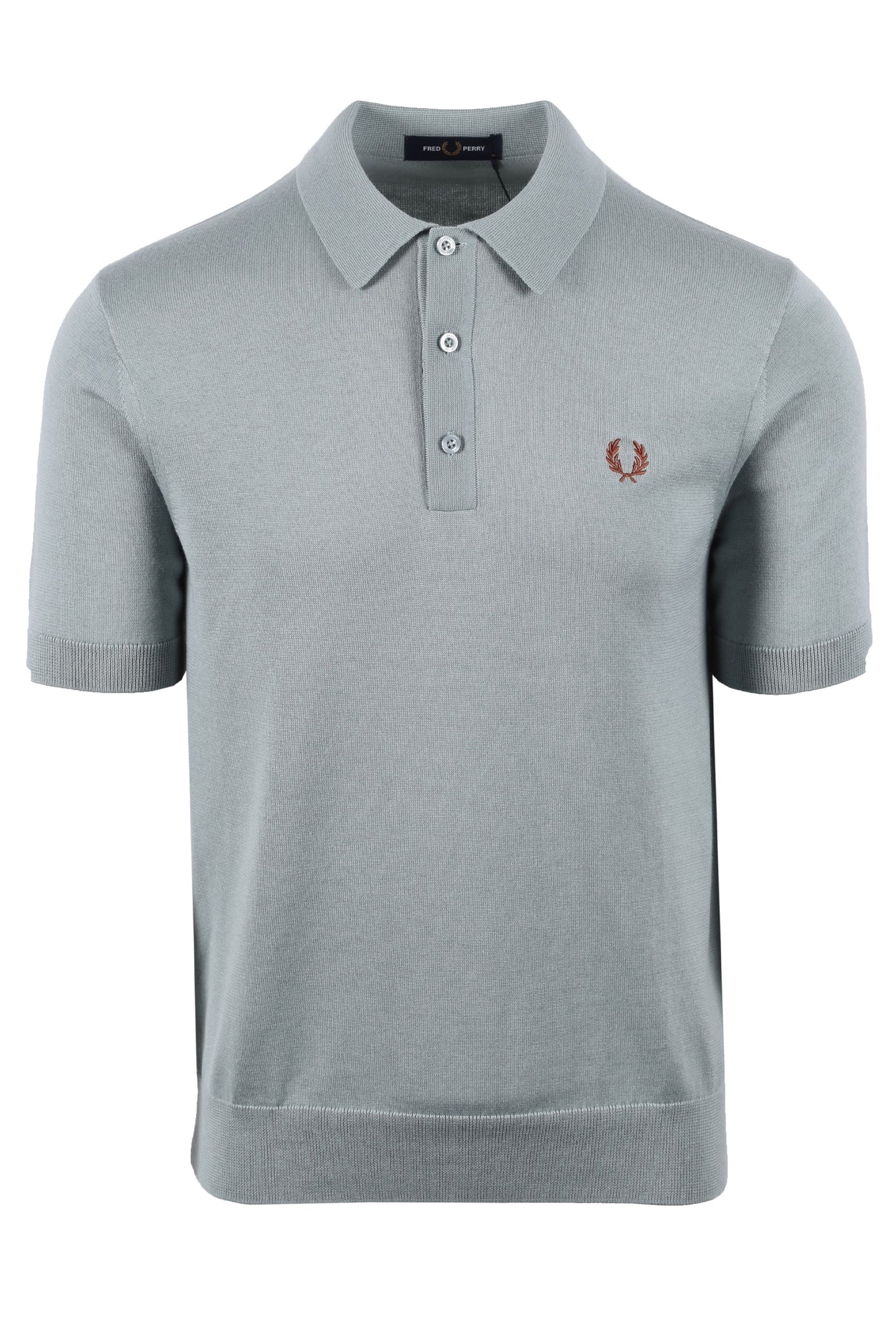 Fred Perry Knitted Polo Shirt Silver Blue