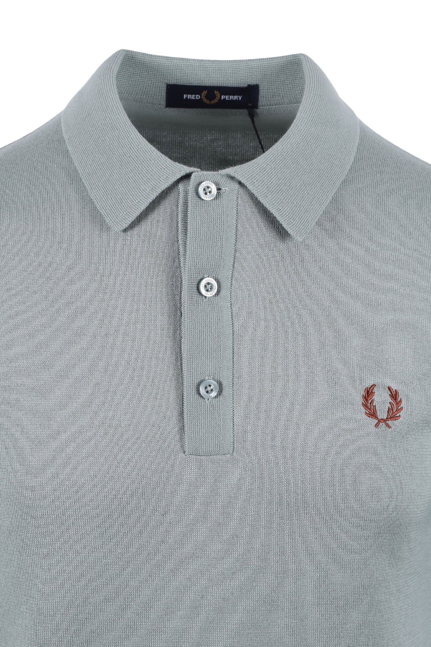 Fred Perry Knitted Polo Shirt Silver Blue