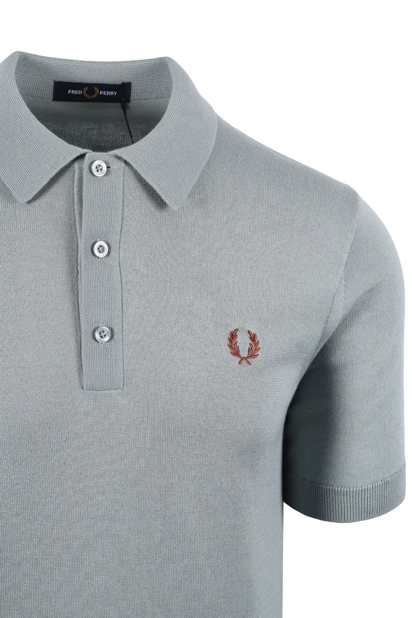 Fred Perry Knitted Polo Shirt Silver Blue