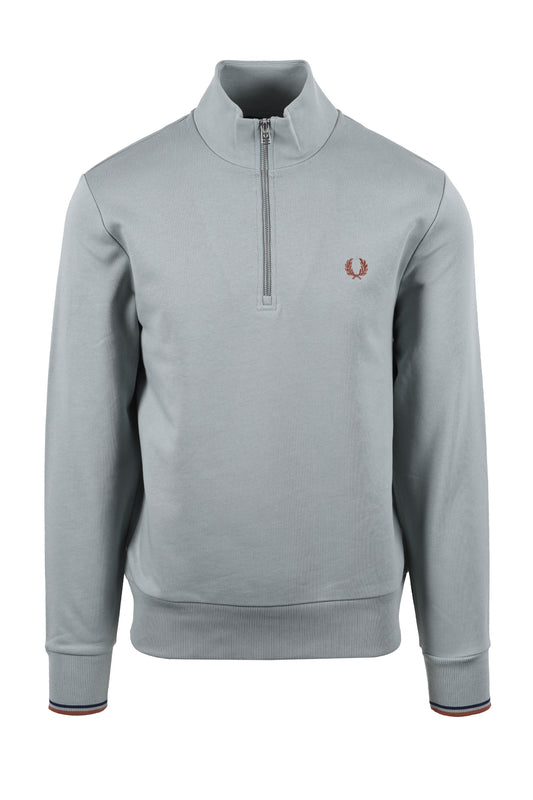 Fred Perry Half Zip Sweatshirt Silver Blue