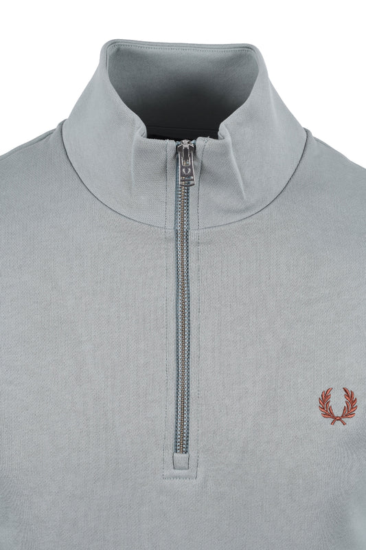 Fred Perry Half Zip Sweatshirt Silver Blue