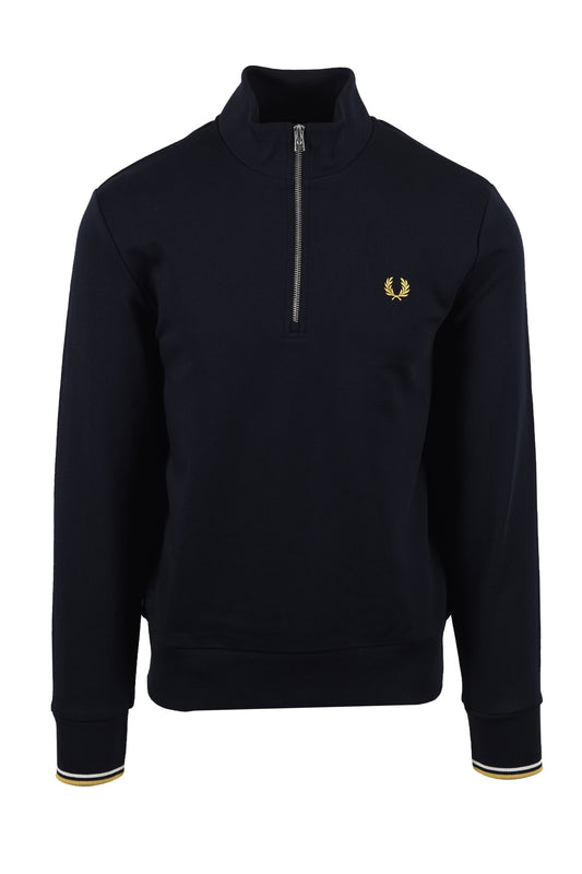 Fred Perry Half Zip Sweatshirt Navy/Ecru/Honeycomb