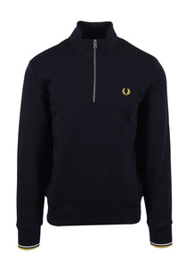 Fred Perry Half Zip Sweatshirt Navy/Ecru/Honeycomb Fred Perry