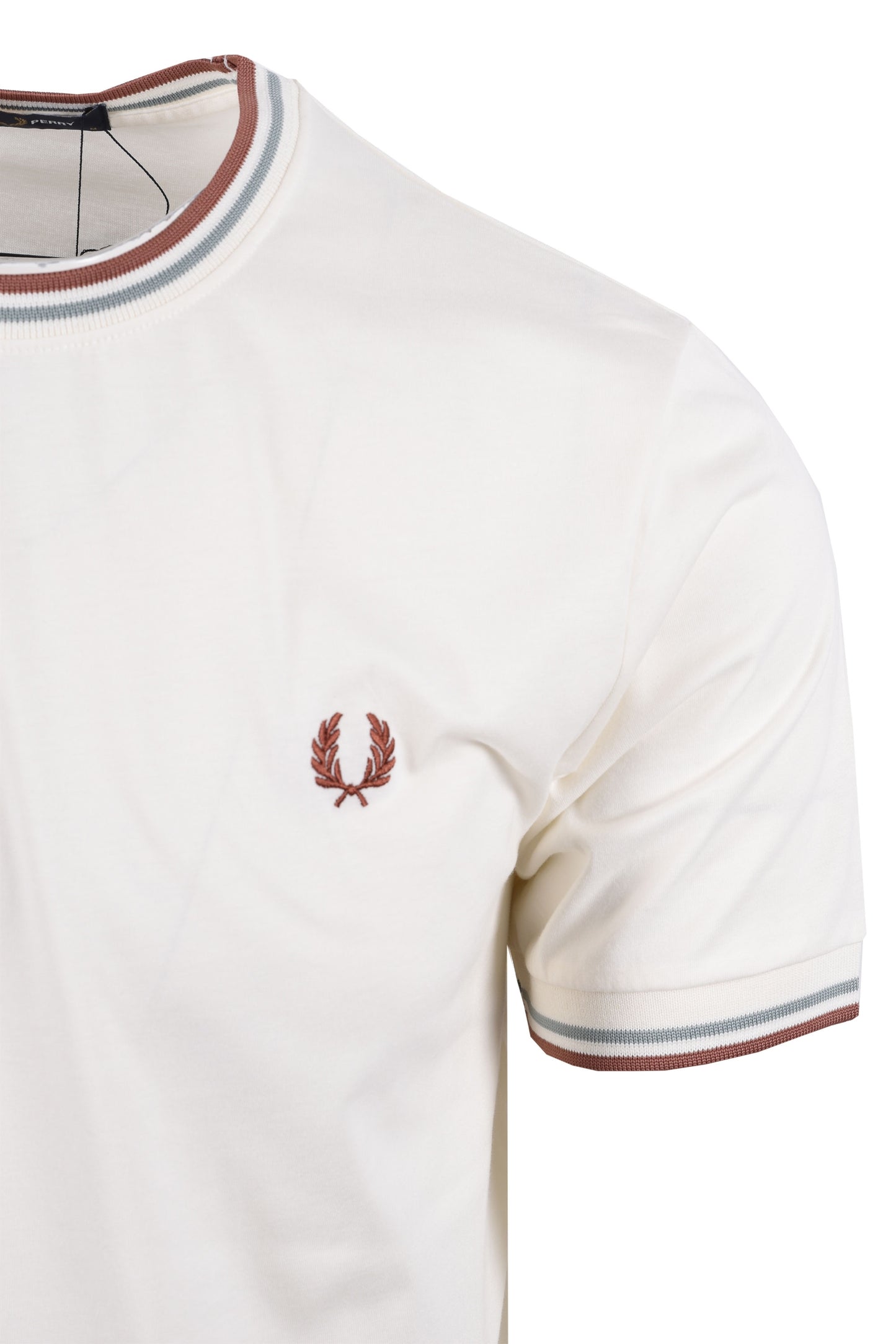 Fred Perry Twin Tipped T-shirt Ecru/Silver Blue/Cinnamon