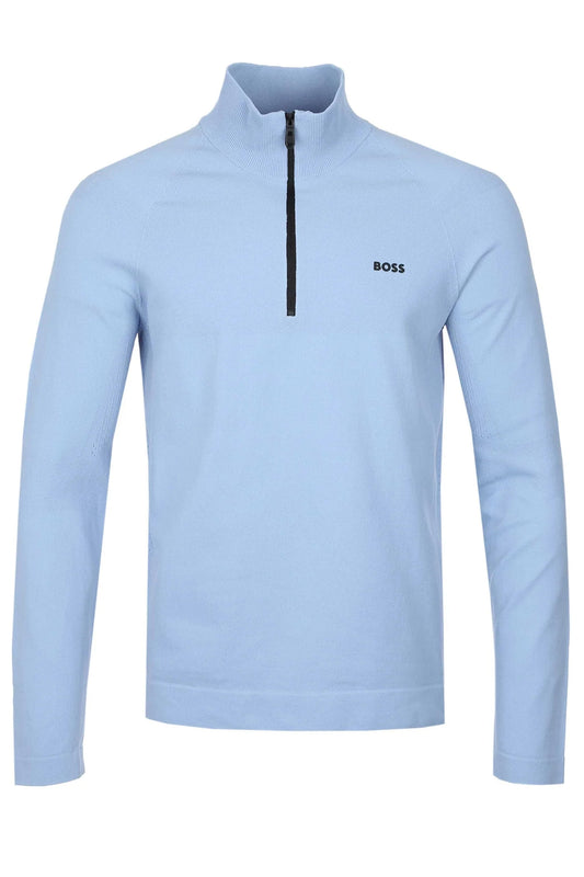 Boss K_seamless Tech_qz Pull demi-zip bleu ouvert