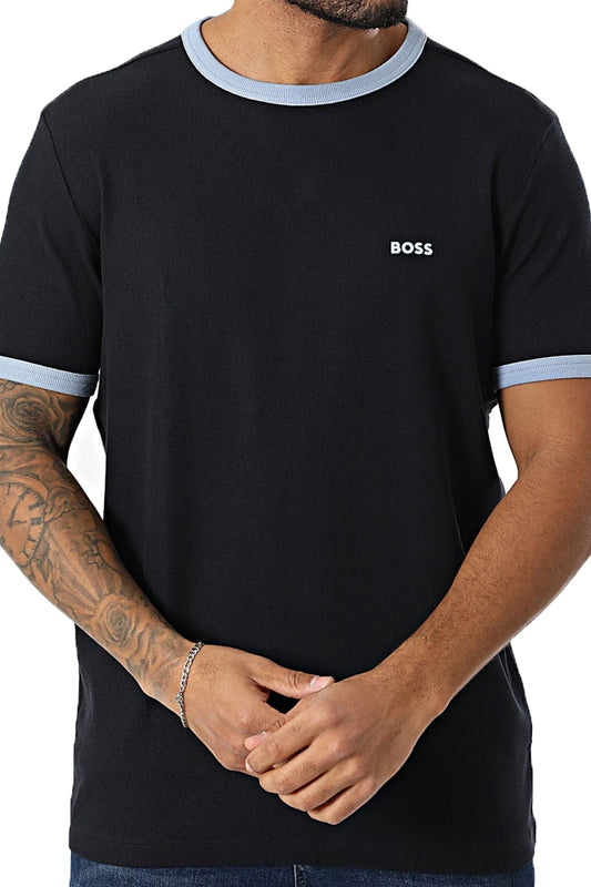 T-shirt côtelé Boss Tee Tape bleu foncé