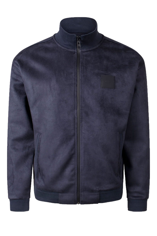 Veste zippée en daim Boss Sutton bleu foncé