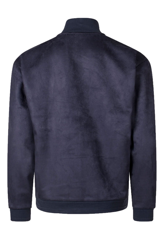 Boss Sutton Suede Full Zip Jacket Dark Blue