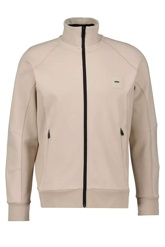Boss Skaz Rib Full Zip Knitwear Open Beige