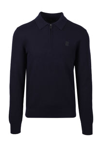 Belstaff Drift Knitted Long Sleeve Polo Dark Ink Belstaff