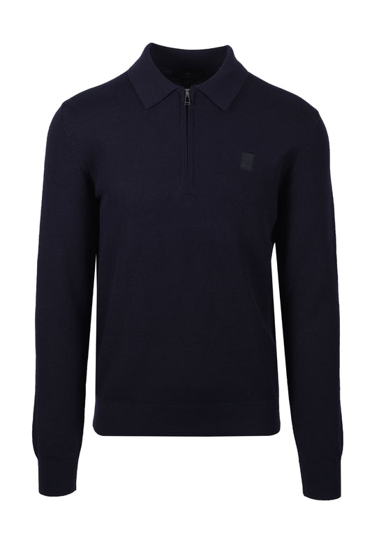 Belstaff Drift Knitted Long Sleeve Polo Dark Ink